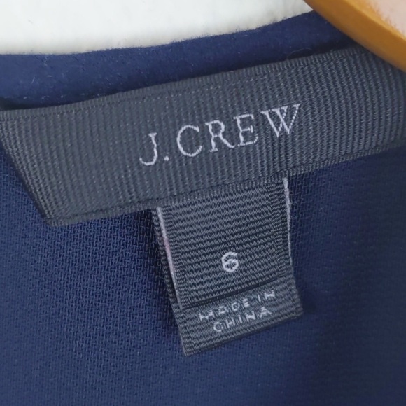 J Crew Tank Top Wool Mixed Metallic Blue Gold Gilded Chevron Shell Blouse Size 6 - Picture 9 of 11